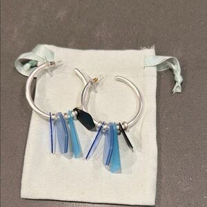 Kendra Scott Silver and Blue Hoop Earrings
